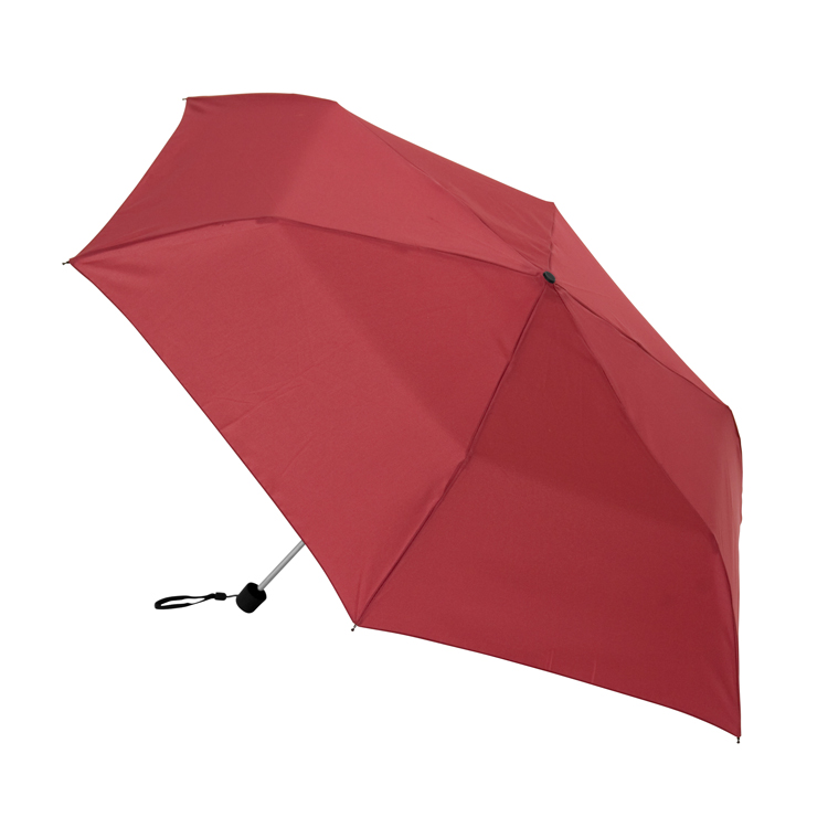 Mini umbrella with protective cover and rubber grip.