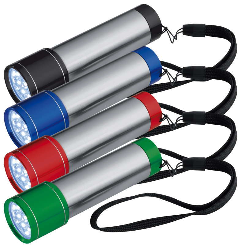 Stainless steel torch with coloured endings