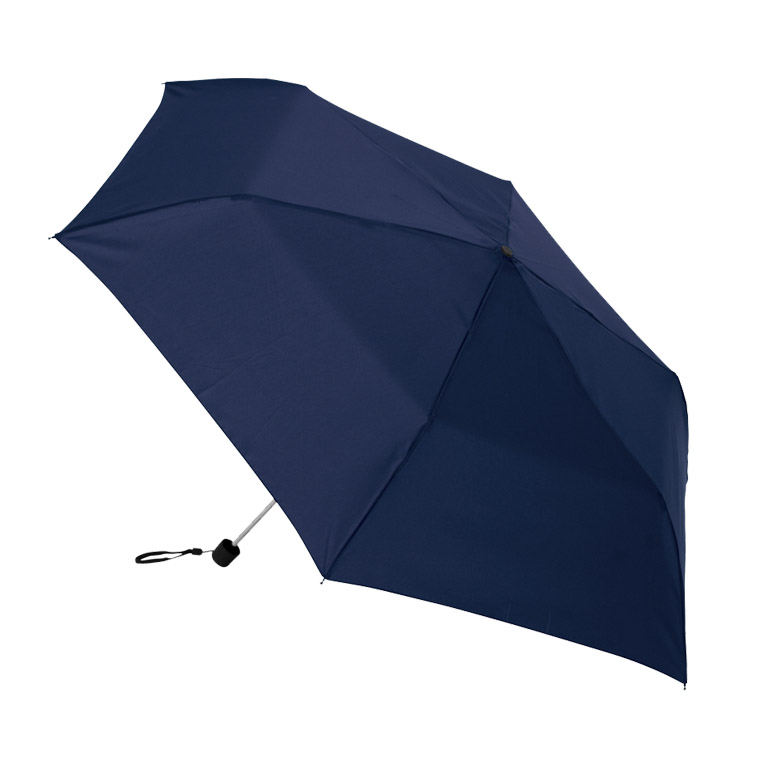 Mini umbrella with protective cover and rubber grip.