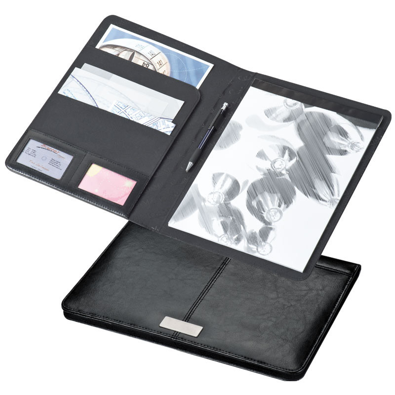 CrisMa bonded leather A4 writing case with metal plate, black