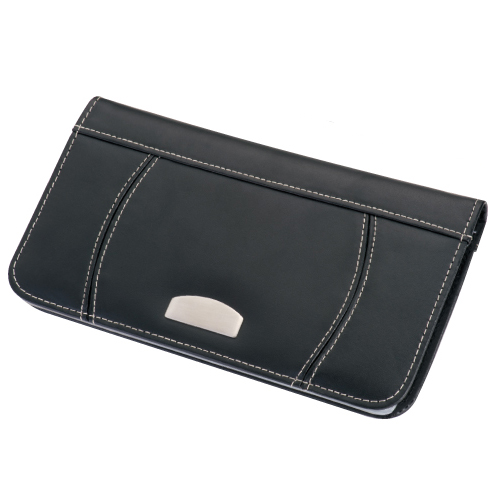Zippered Synthetic Leather Business Card Holder